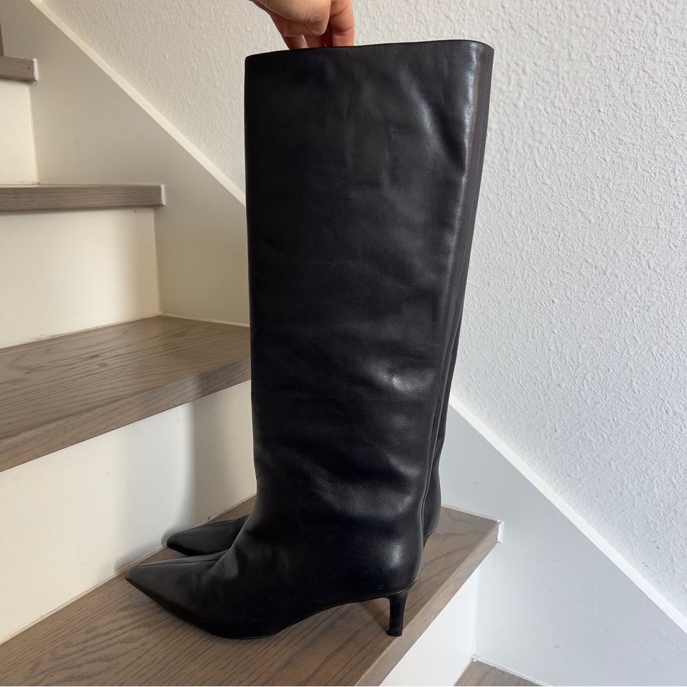 NWOB Free People Kiki Kitten Heel Leather Boots in Black - Picture 6 of 10